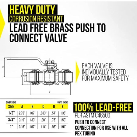 Revalved 1/2" PEX Push Ball Valve REV012PUSH